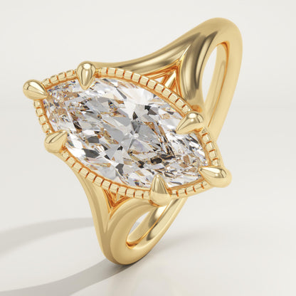 Marquise Cut Split Shank Lab-Grown Diamond Engagement Ring