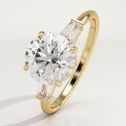 Round Cut Three Stone Lab-Grown Diamond Engagement Ring