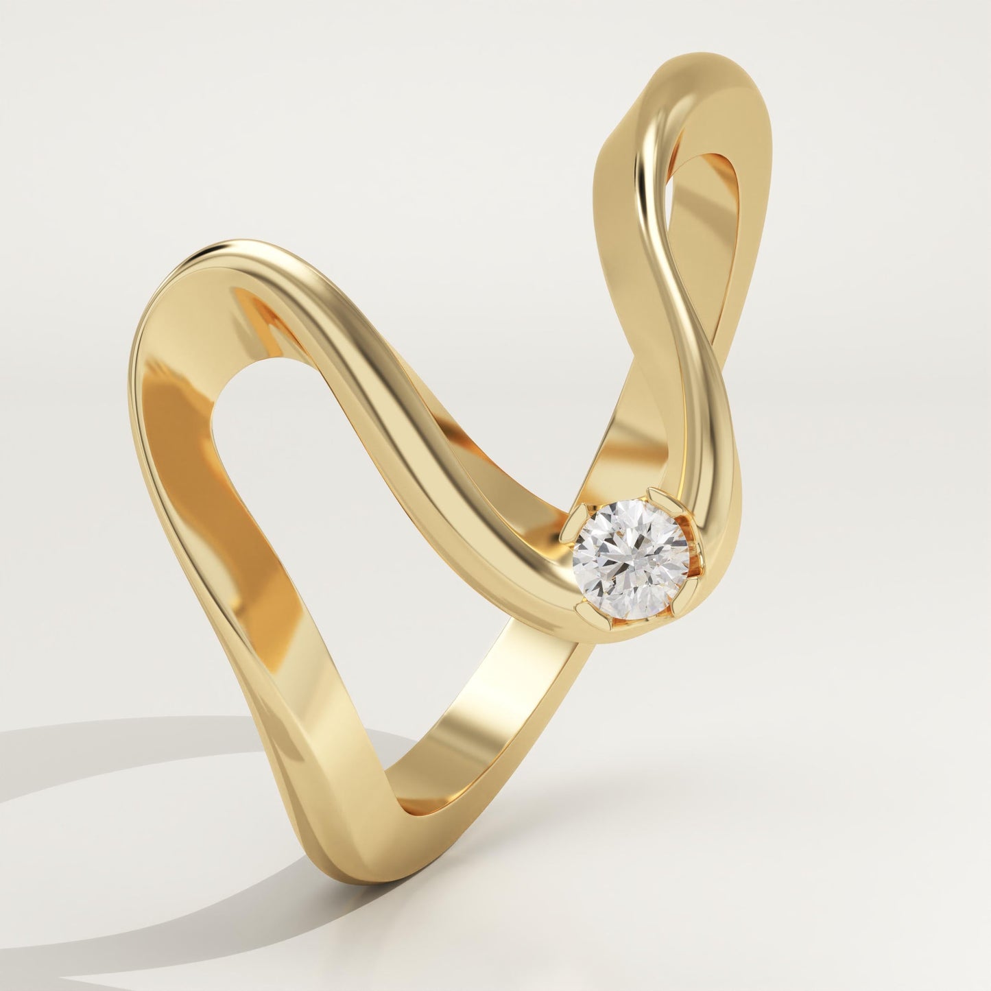 0.07 CT Round Lab-Grown Diamond Curved Wedding Band