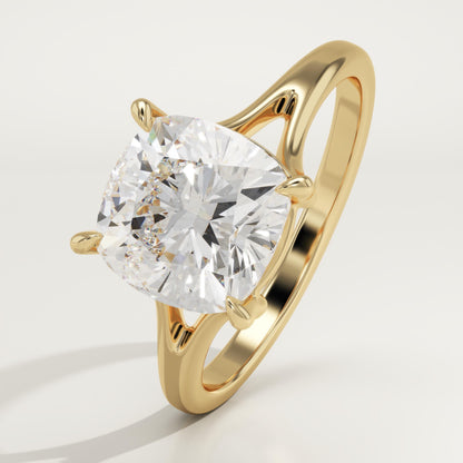 Cushion Cut Solitaire Split Shank Lab-Grown Diamond Engagement Ring