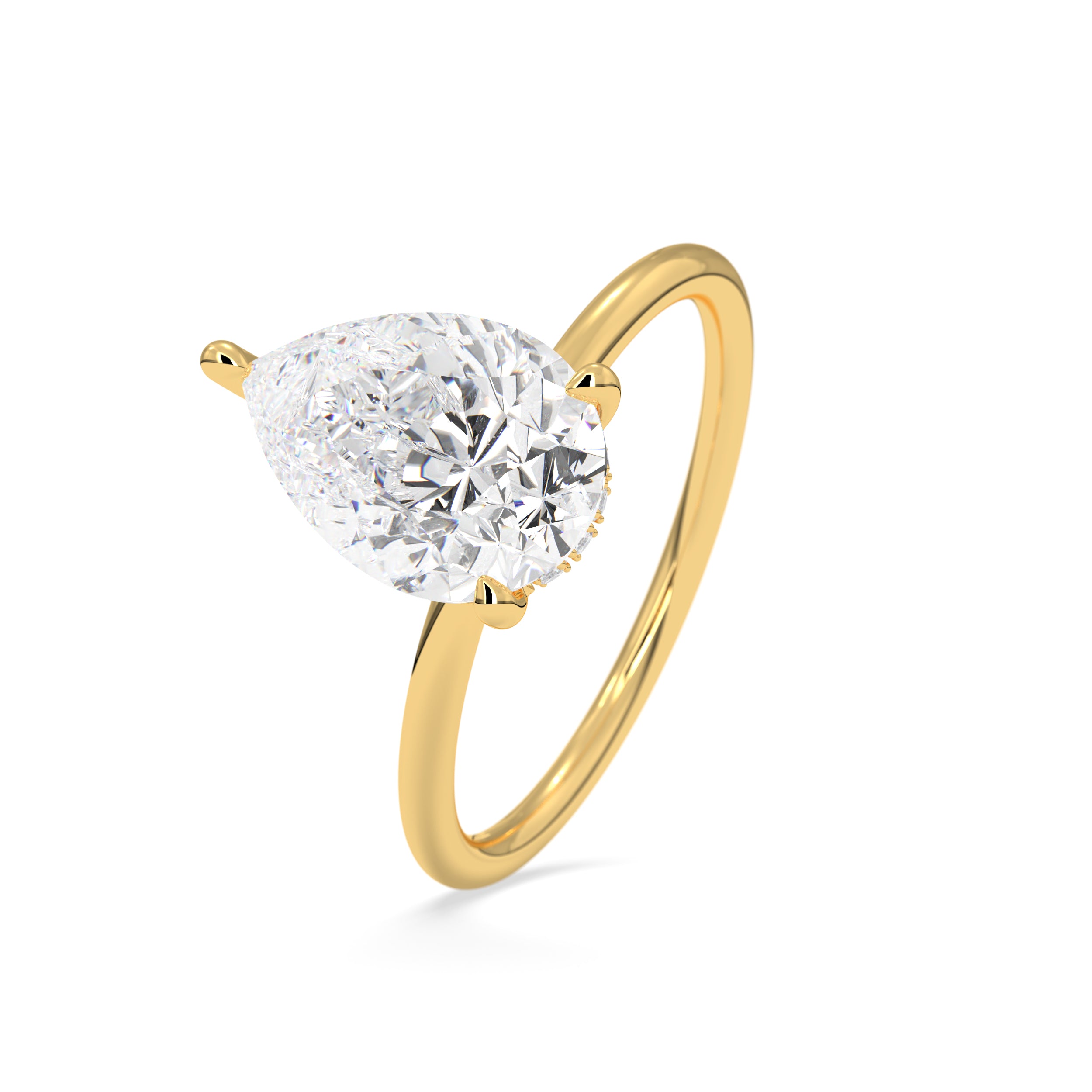 2.0 CT Pear Cut Hidden Halo Lab-Grown Diamond Engagement Ring