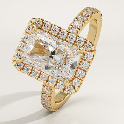 Radiant Cut Halo & Pave Lab-Grown Diamond Engagement Ring