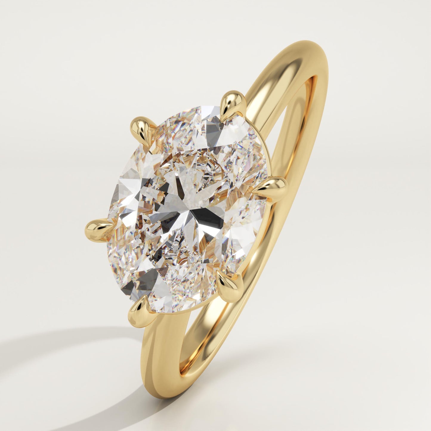 East West Oval Cut Solitaire Lab-Grown Diamond Engagement Ring