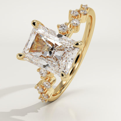 Radiant Cut Hidden Halo & Pave Lab-Grown Diamond Engagement Ring