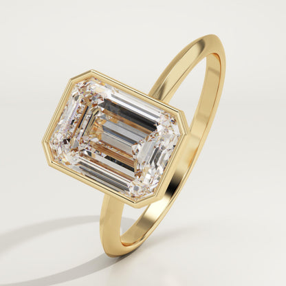 Emerald Cut Bezel Lab-Grown Diamond Engagement Ring