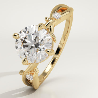Round Cut Twig Lab-Grown Diamond Engagement Ring