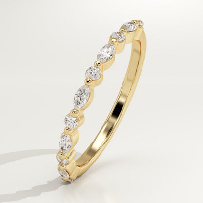 0.32 TCW Round & Marquise Lab-Grown Diamond Half Eternity Wedding Band