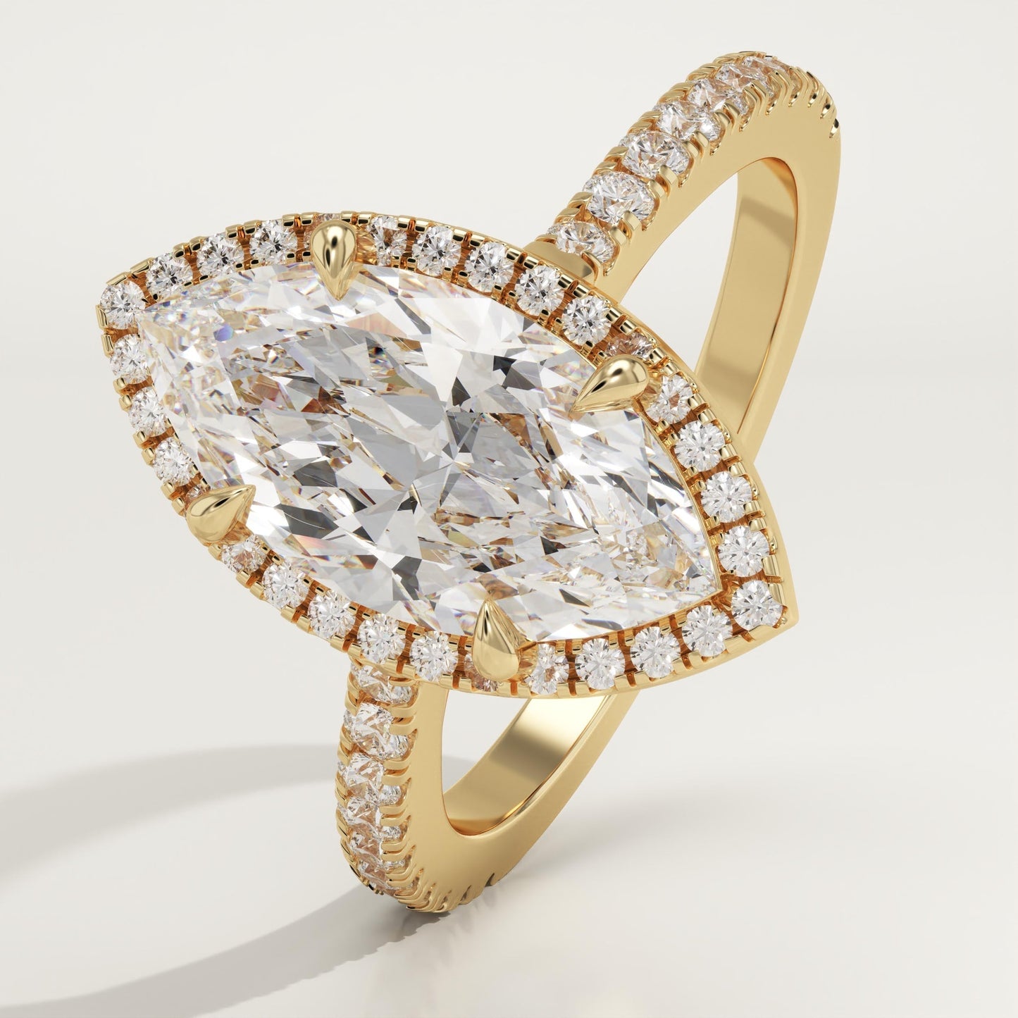 Marquise Cut Halo & Pave Cathedral Lab-Grown Diamond Engagement Ring
