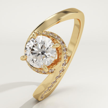 Round Cut Swirl Pave Lab-Grown Diamond Engagement Ring
