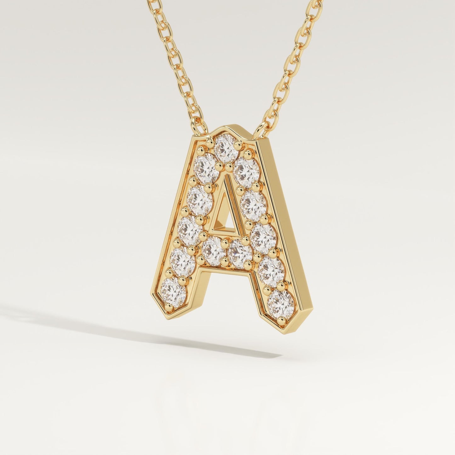 0.226 TCW Round Lab-Grown Diamond A Initial Necklace