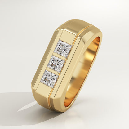 0.536 TCW Princess Lab-Grown Diamond Channel Setting Wedding Band For Men