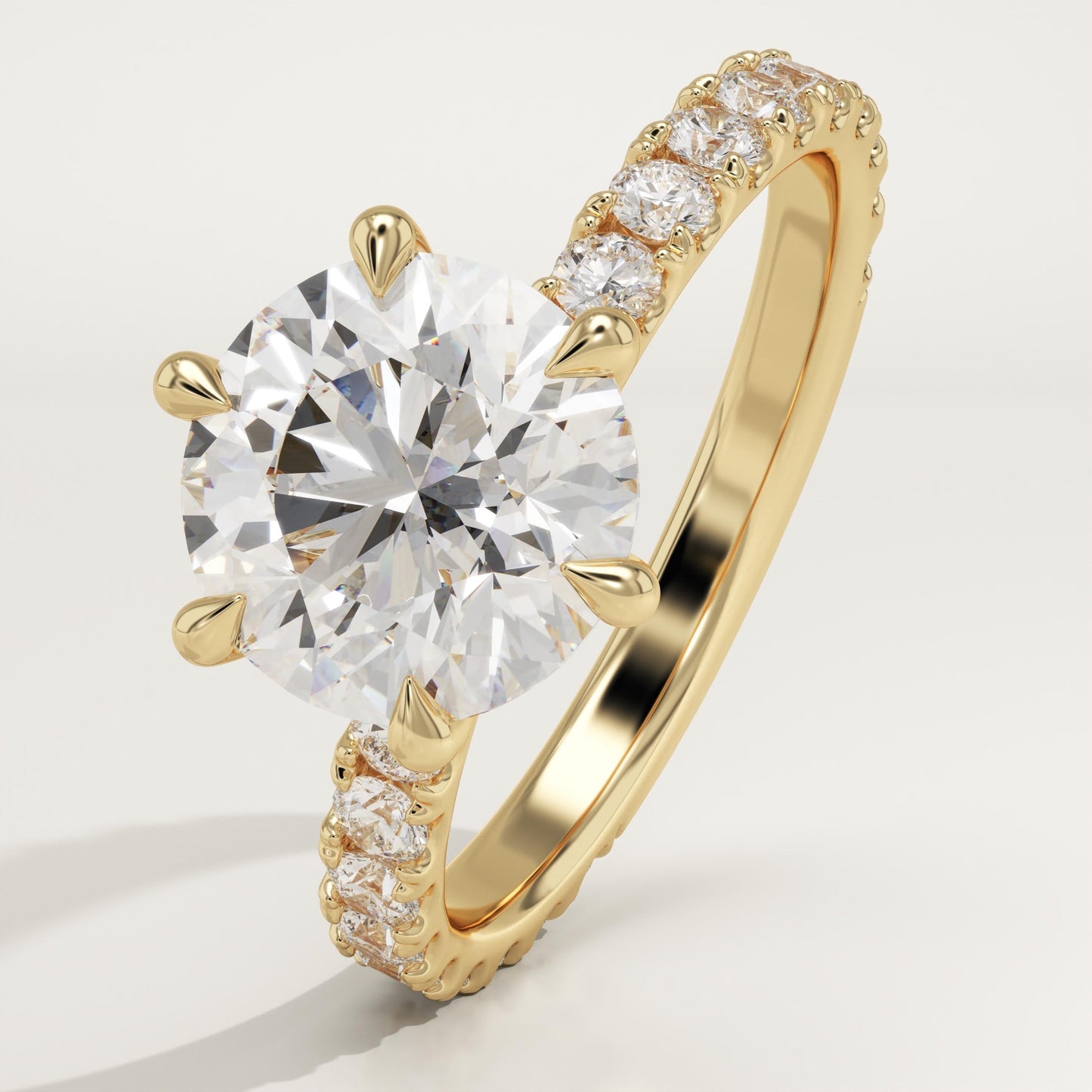 2 CT Round Cut Pave Moissanite Engagement Ring