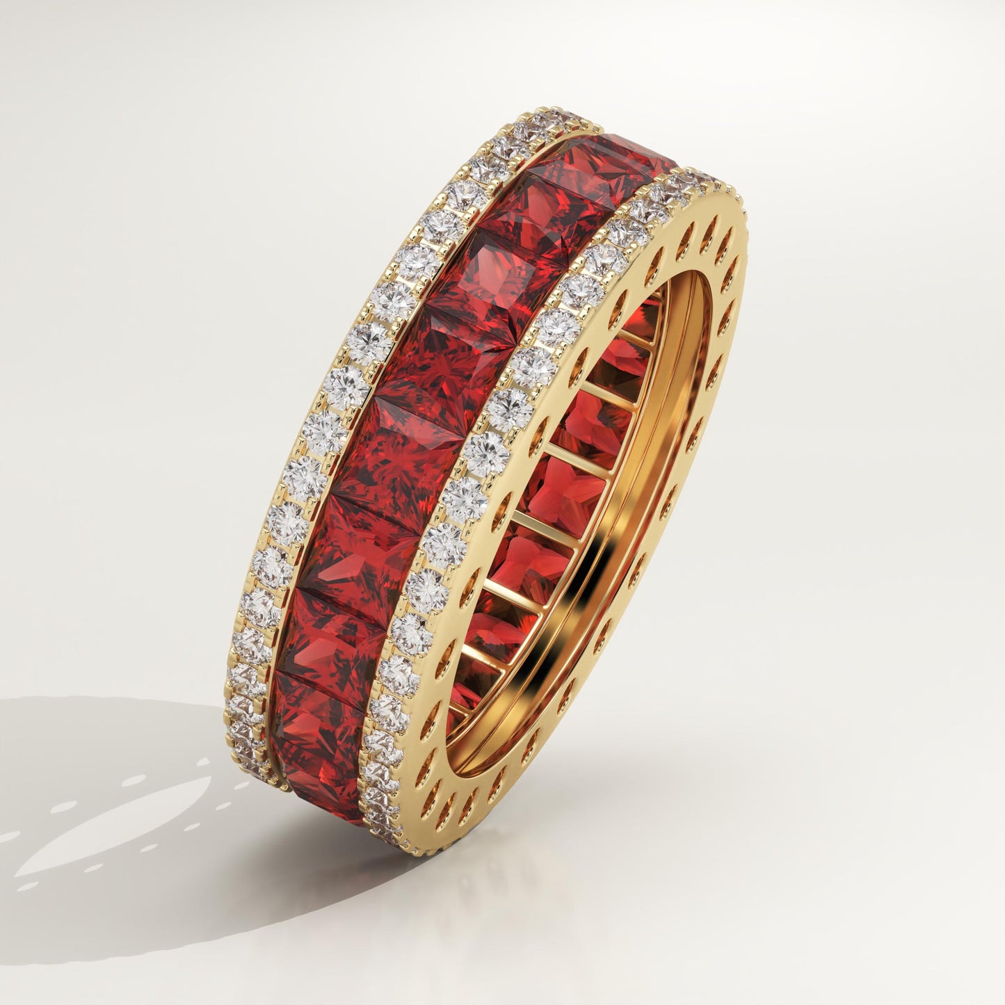 4.52 TCW Princess & Round Shaped January-Garnet Birthstone Wedding Band