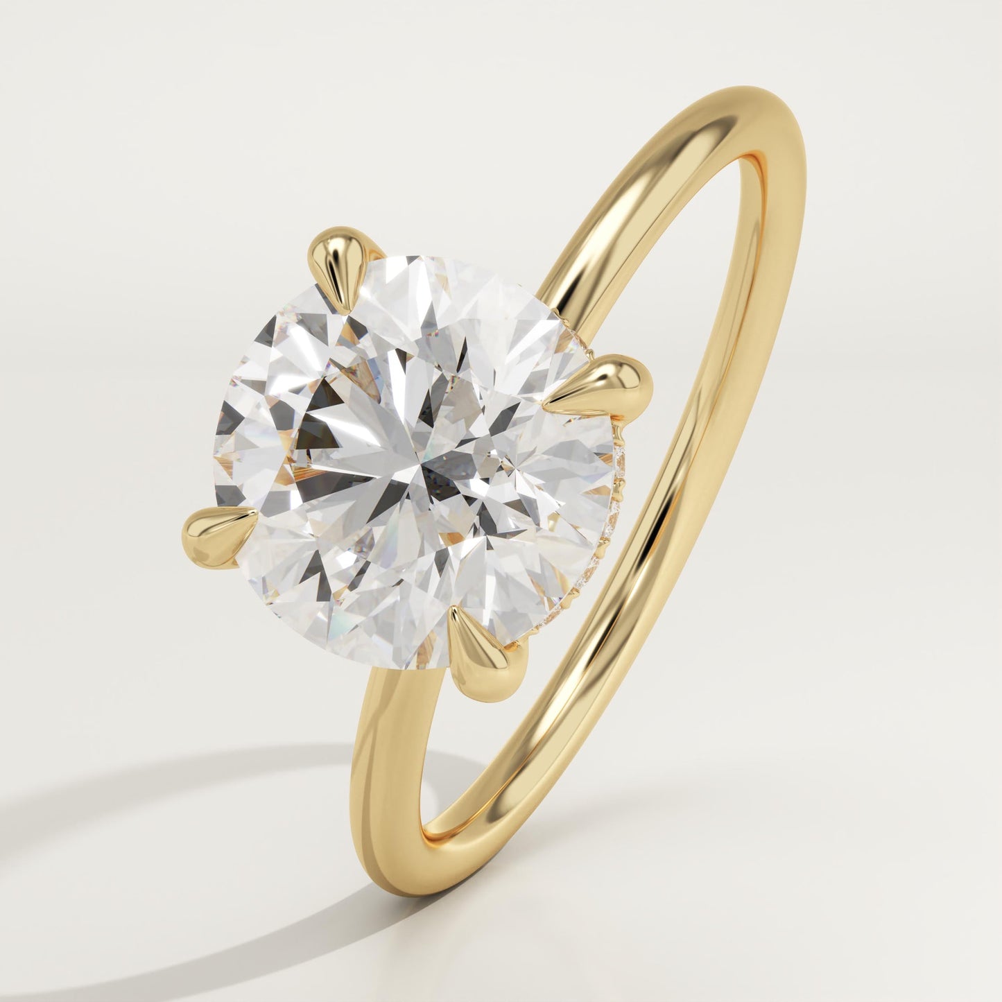Round Cut Hidden Halo Lab-Grown Diamond Engagement Ring