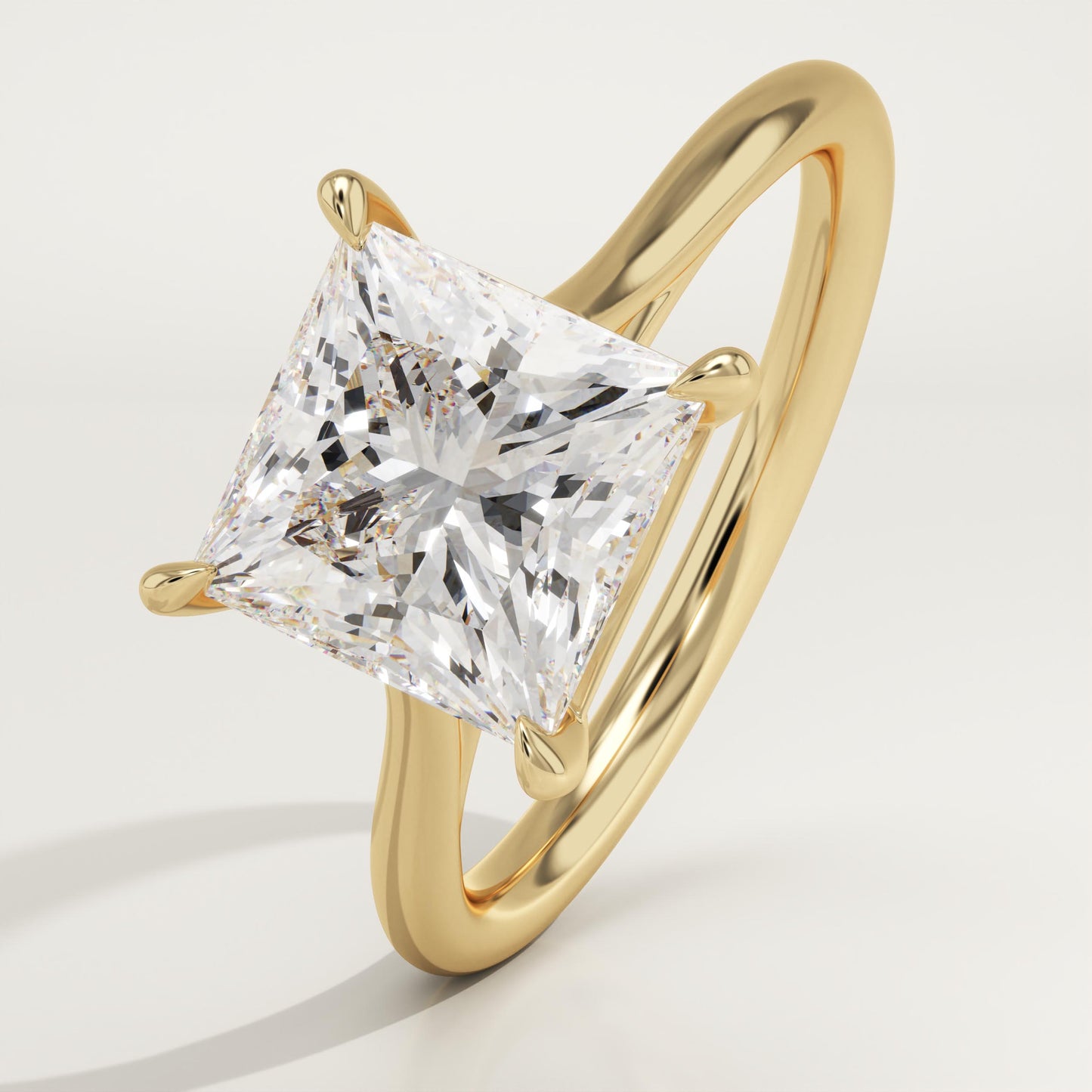Princess Cut Solitaire Cathedral Lab-Grown Diamond Engagement Ring