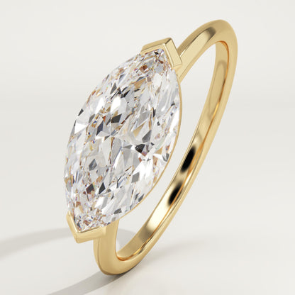 1.75 CT East West Marquise Cut Solitaire Moissanite Engagement Ring