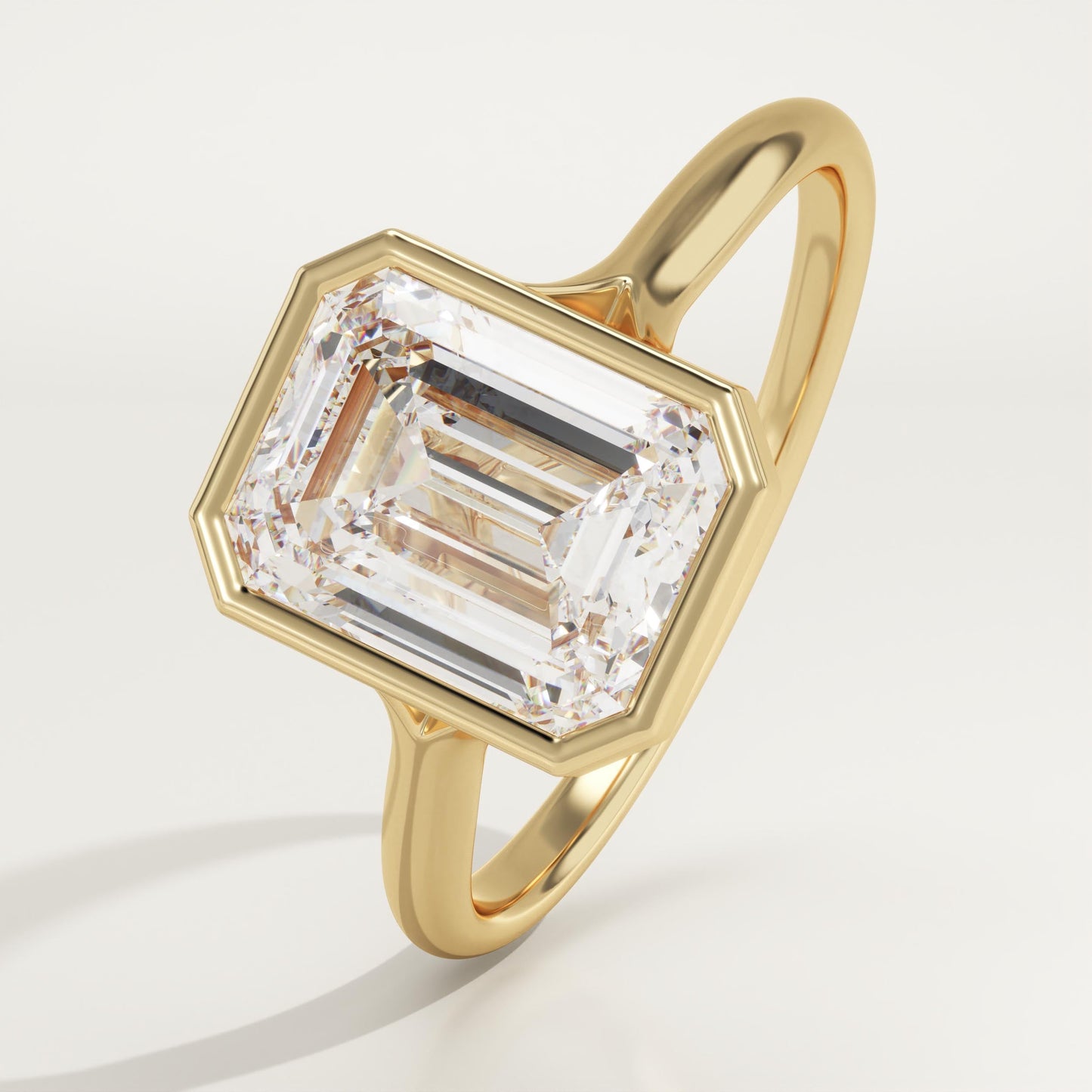 Emerald Cut Bezel Split Shank Lab-Grown Diamond Engagement Ring