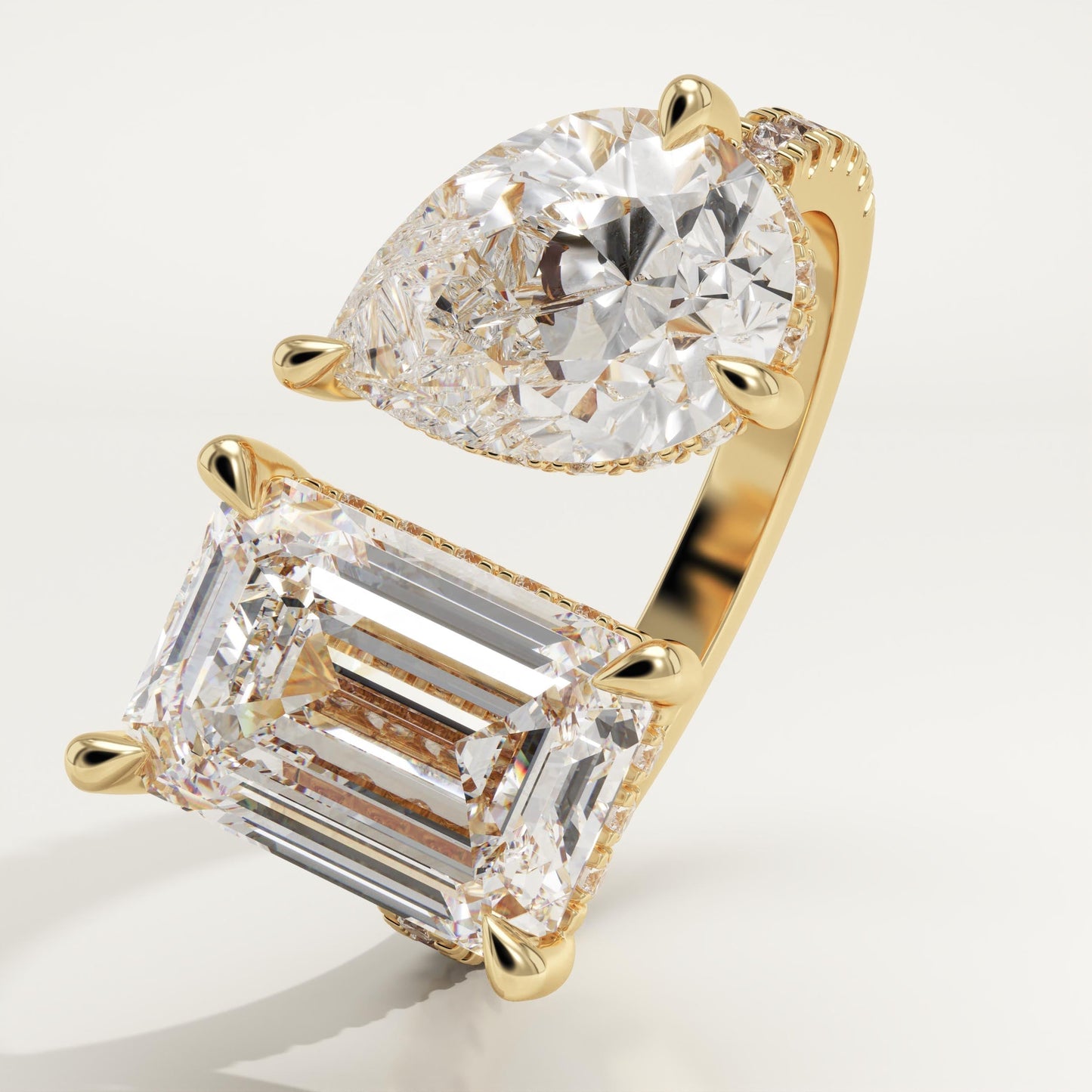 5 TCW Emerald & Pear Cut Toi Et Moi Lab-Grown Diamond Engagement Ring
