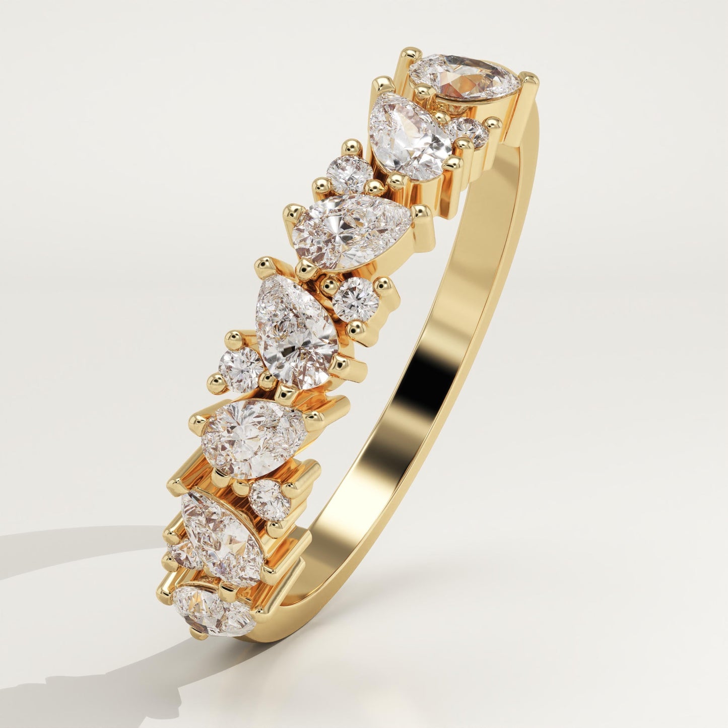 0.73 TCW Pear & Round Lab-Grown Diamond Half Eternity Wedding Band