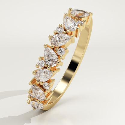 0.73 TCW Pear & Round Lab-Grown Diamond Half Eternity Wedding Band