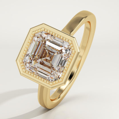 Asscher Cut Bezel Lab-Grown Diamond Engagement Ring