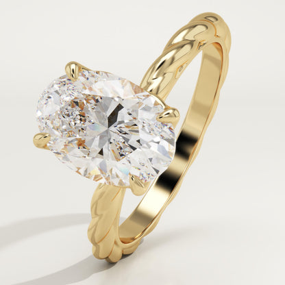 Oval Cut Twisted Shank Lab-Grown Diamond Engagement Ring