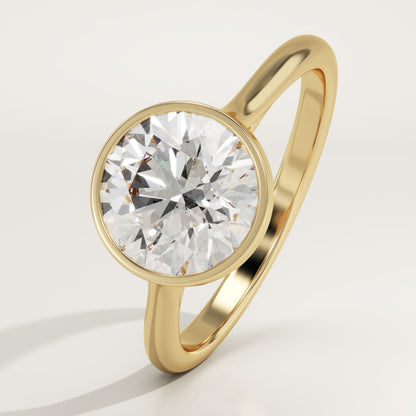 Round Cut Bezel Lab-Grown Diamond Engagement Ring