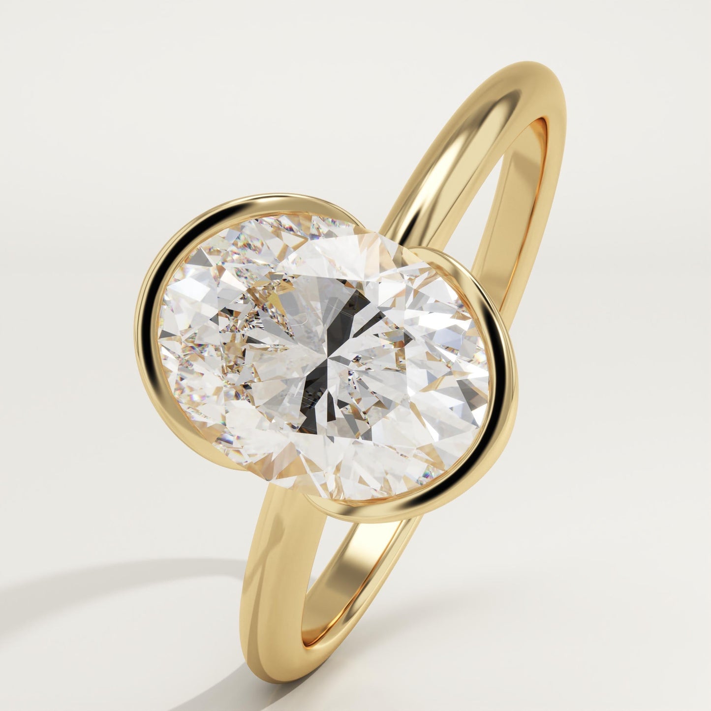 Oval Cut Half Bezel Lab-Grown Diamond Engagement Ring