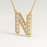 0.31 TCW Round Lab-Grown Diamond N Initial Necklace
