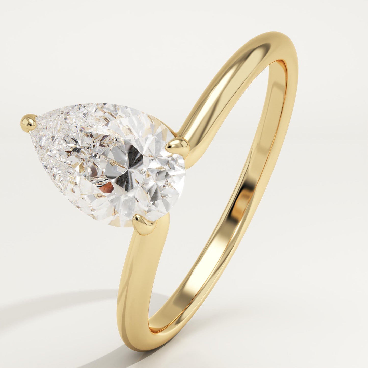 1.25 CT Pear Cut Solitaire Moissanite Engagement Ring