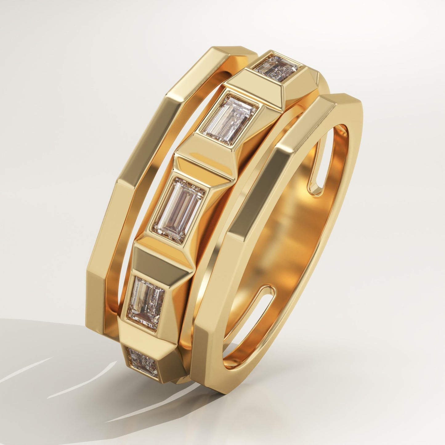 0.67 TCW Baguette Lab-Grown Diamond Five Stone Wedding Band For Men