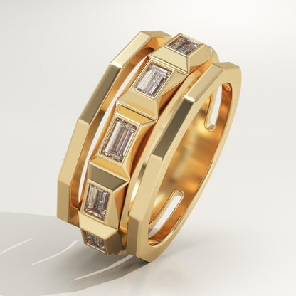 0.67 TCW Baguette Lab-Grown Diamond Five Stone Wedding Band For Men
