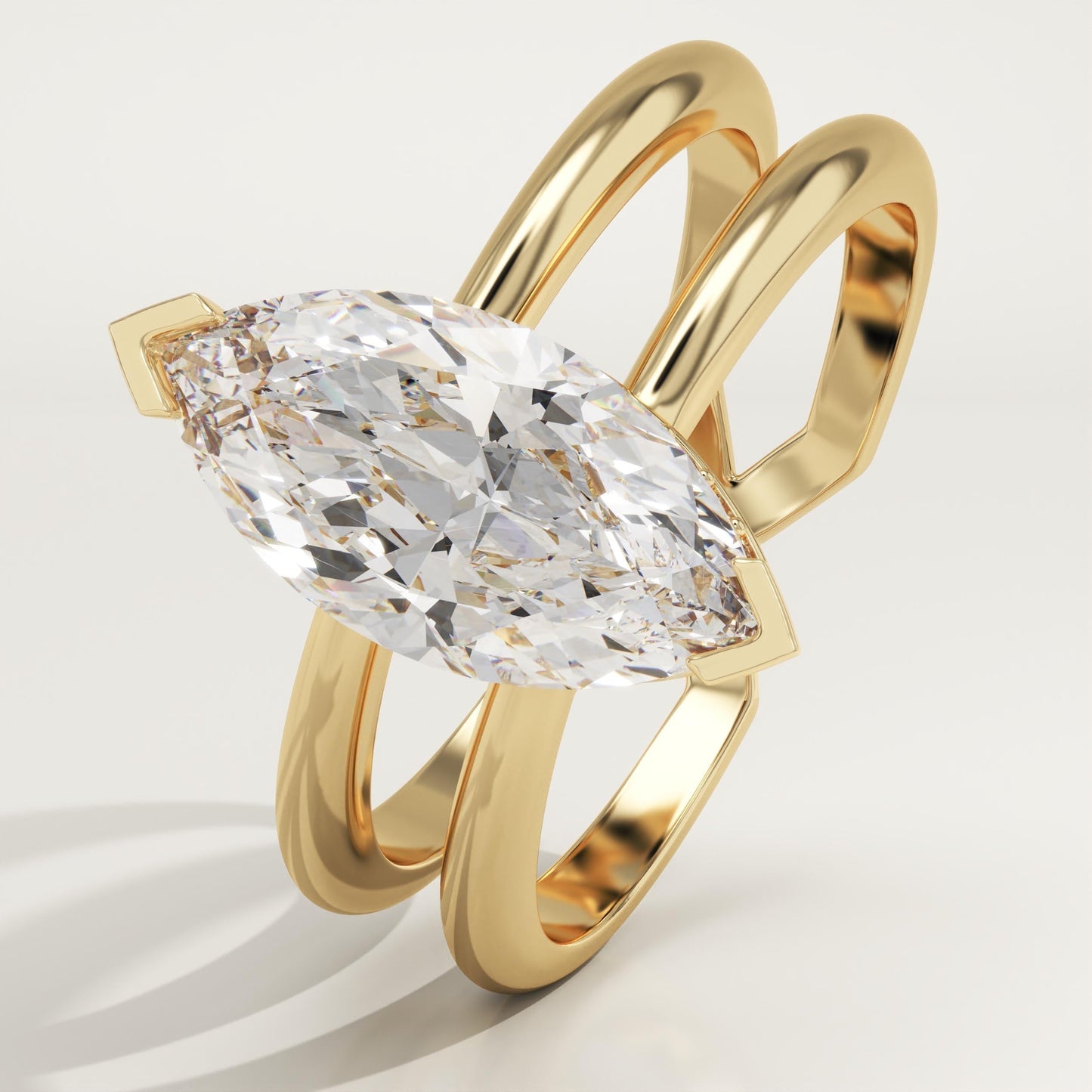 1.75 CT Marquise Cut Double Shank Moissanite Engagement Ring