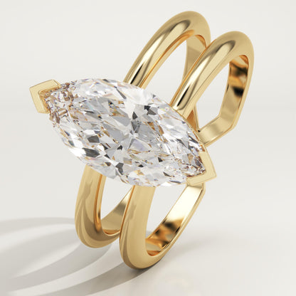 1.75 CT Marquise Cut Double Shank Moissanite Engagement Ring