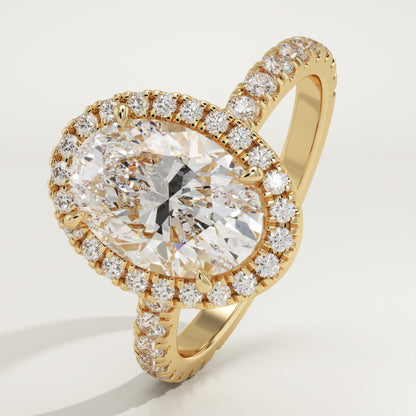 Oval Cut Halo & Pave Lab-Grown Diamond Engagement Ring