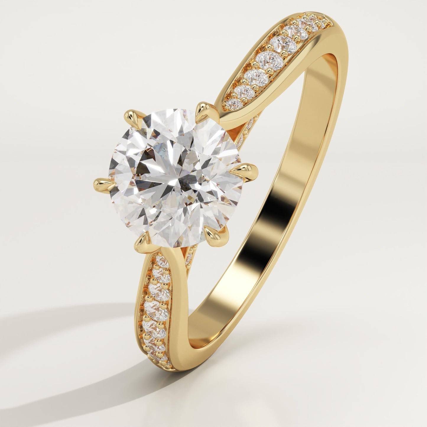 Round Cut Pave Lab-Grown Diamond Engagement Ring