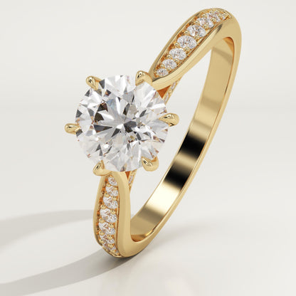 Round Cut Pave Lab-Grown Diamond Engagement Ring