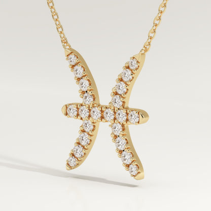 0.273 TCW Round Lab-Grown Diamond Pisces Zodiac Necklace
