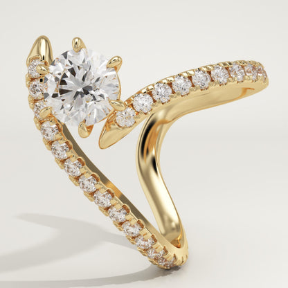 Round Cut Unique Lab-Grown Diamond Engagement Ring