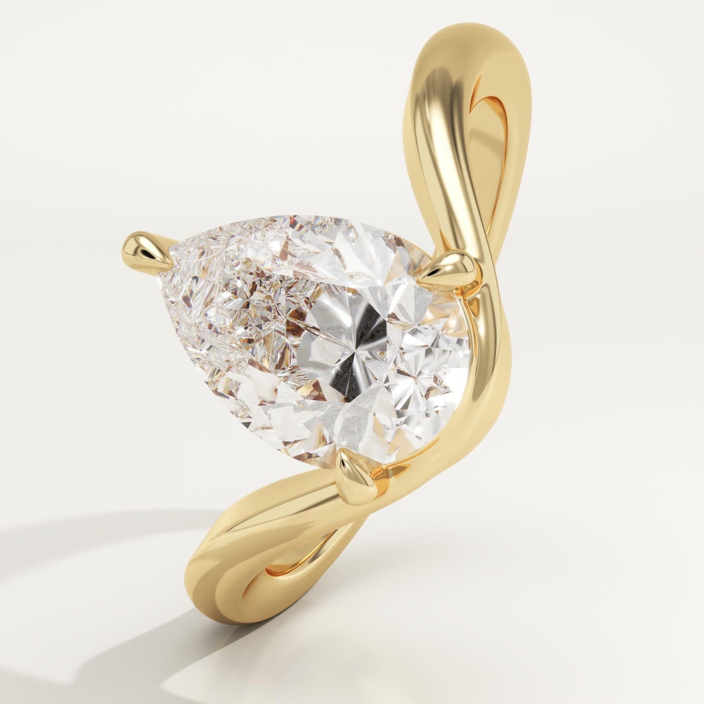 Pear Cut Curved Lab-Grown Diamond Engagement Ring