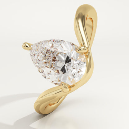 Pear Cut Curved Lab-Grown Diamond Engagement Ring