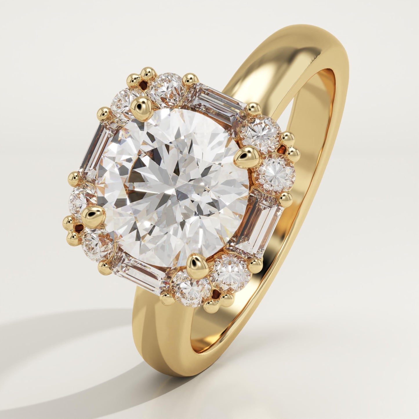 Round Cut Cluster Lab-Grown Diamond Engagement Ring