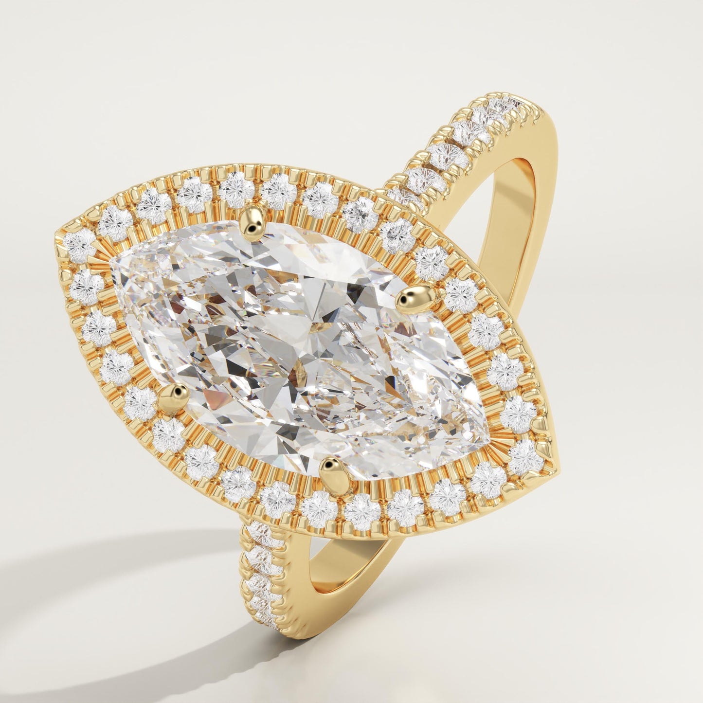 Marquise Cut Halo & Pave Lab-Grown Diamond Engagement Ring
