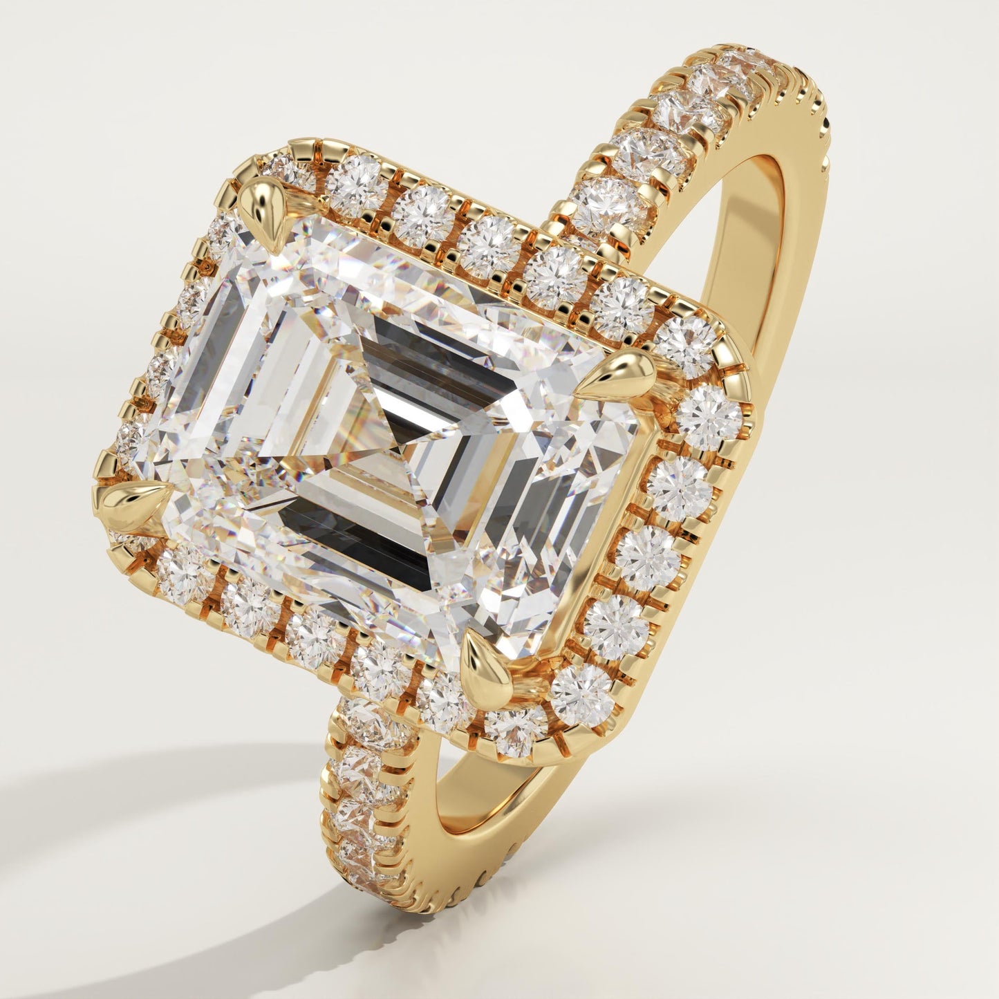 Emerald Cut Halo & Pave Lab-Grown Diamond Engagement Ring