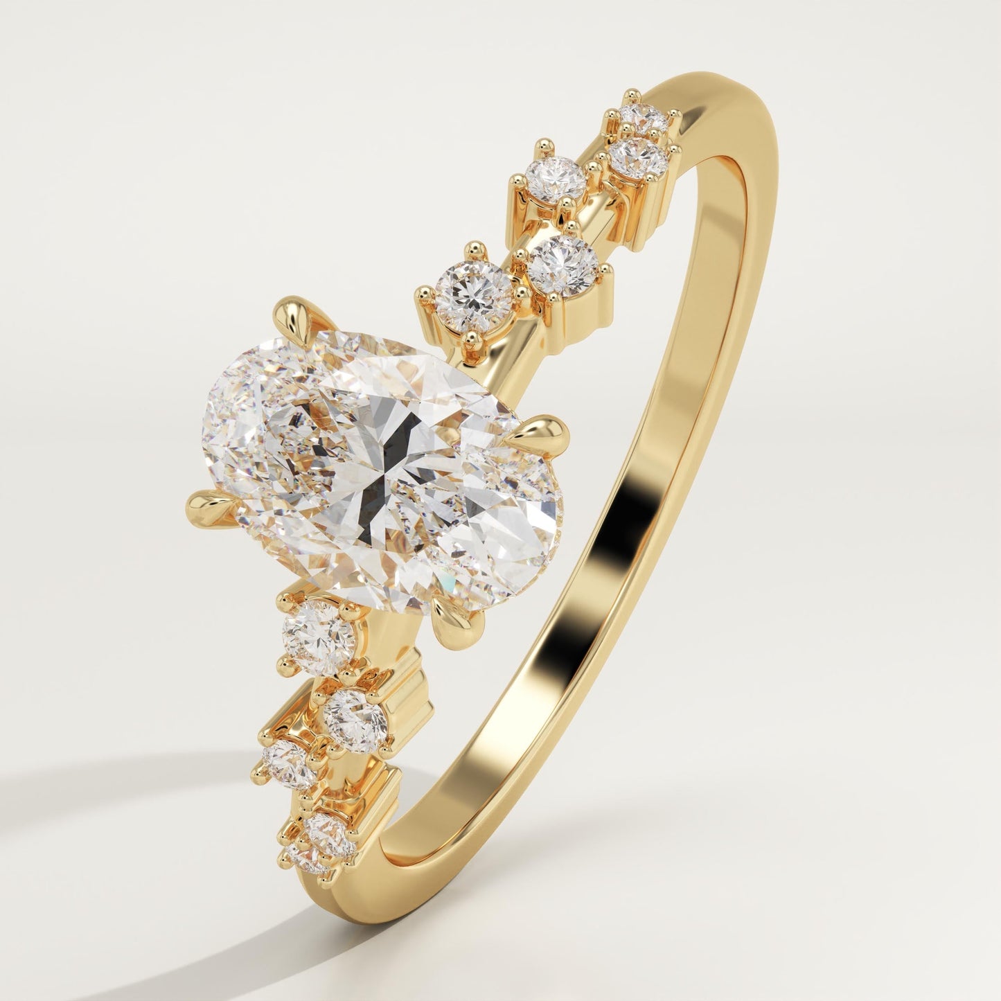 Oval Cut Hidden Halo & Pave Lab-Grown Diamond Engagement Ring