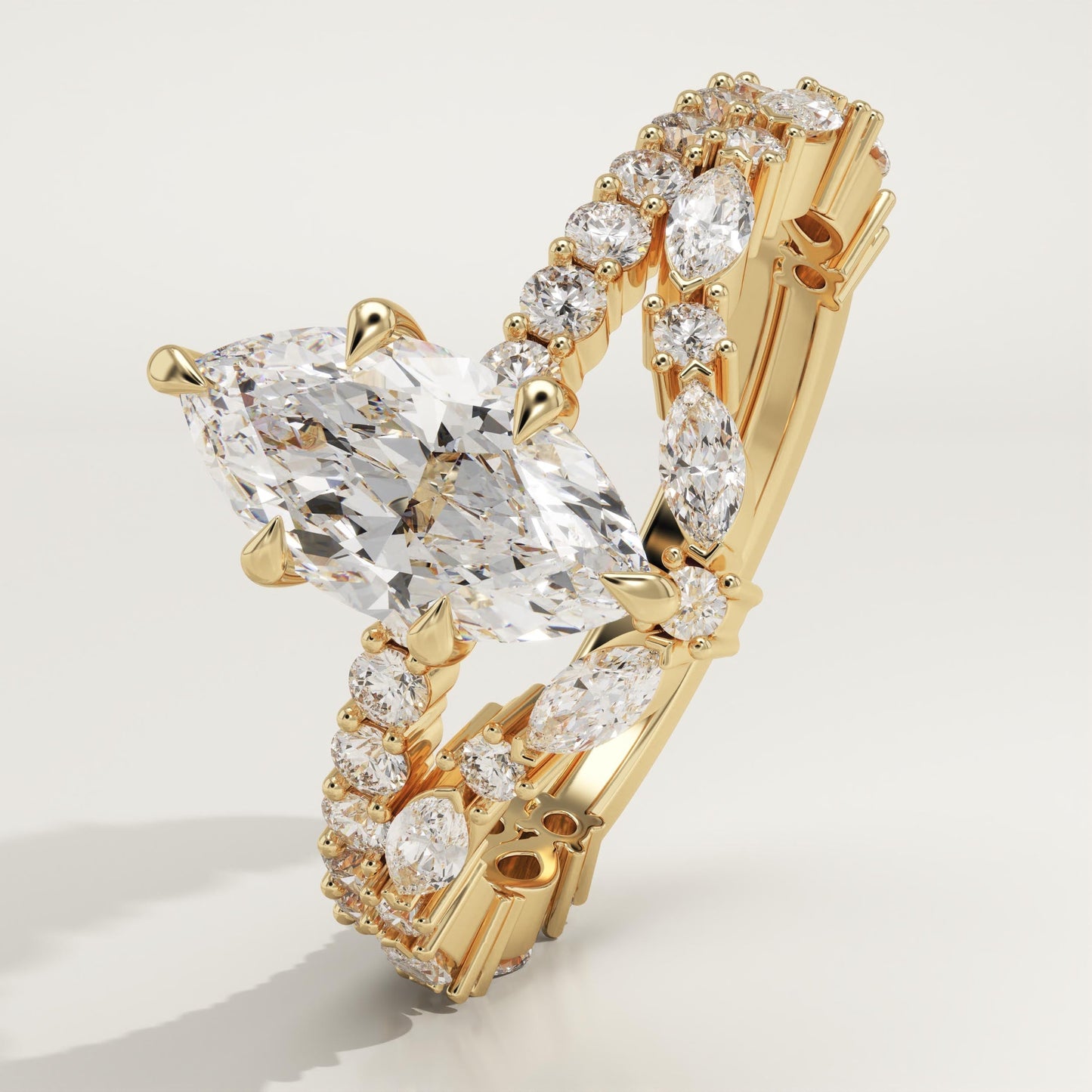Marquise Cut Pave Lab-Grown Diamond Bridal Set