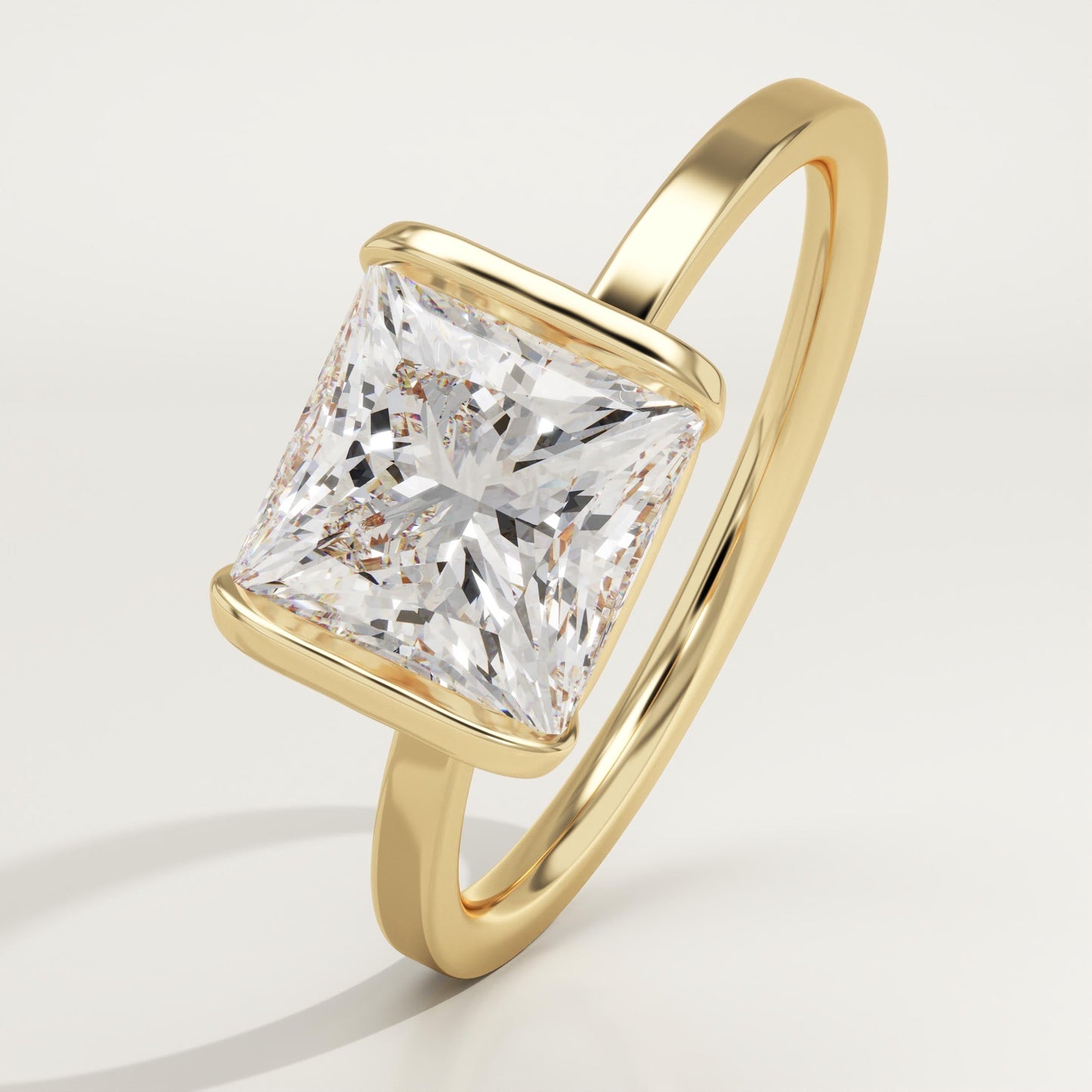 Princess Cut Half Bezel Lab-Grown Diamond Engagement Ring