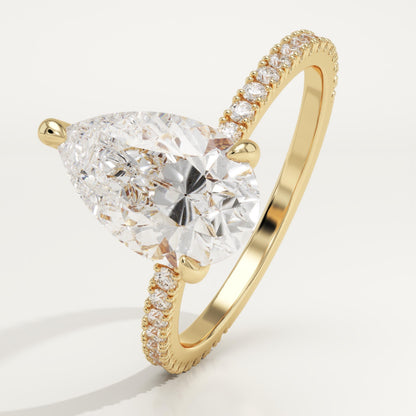 Pear Cut Pave Lab-Grown Diamond Engagement Ring