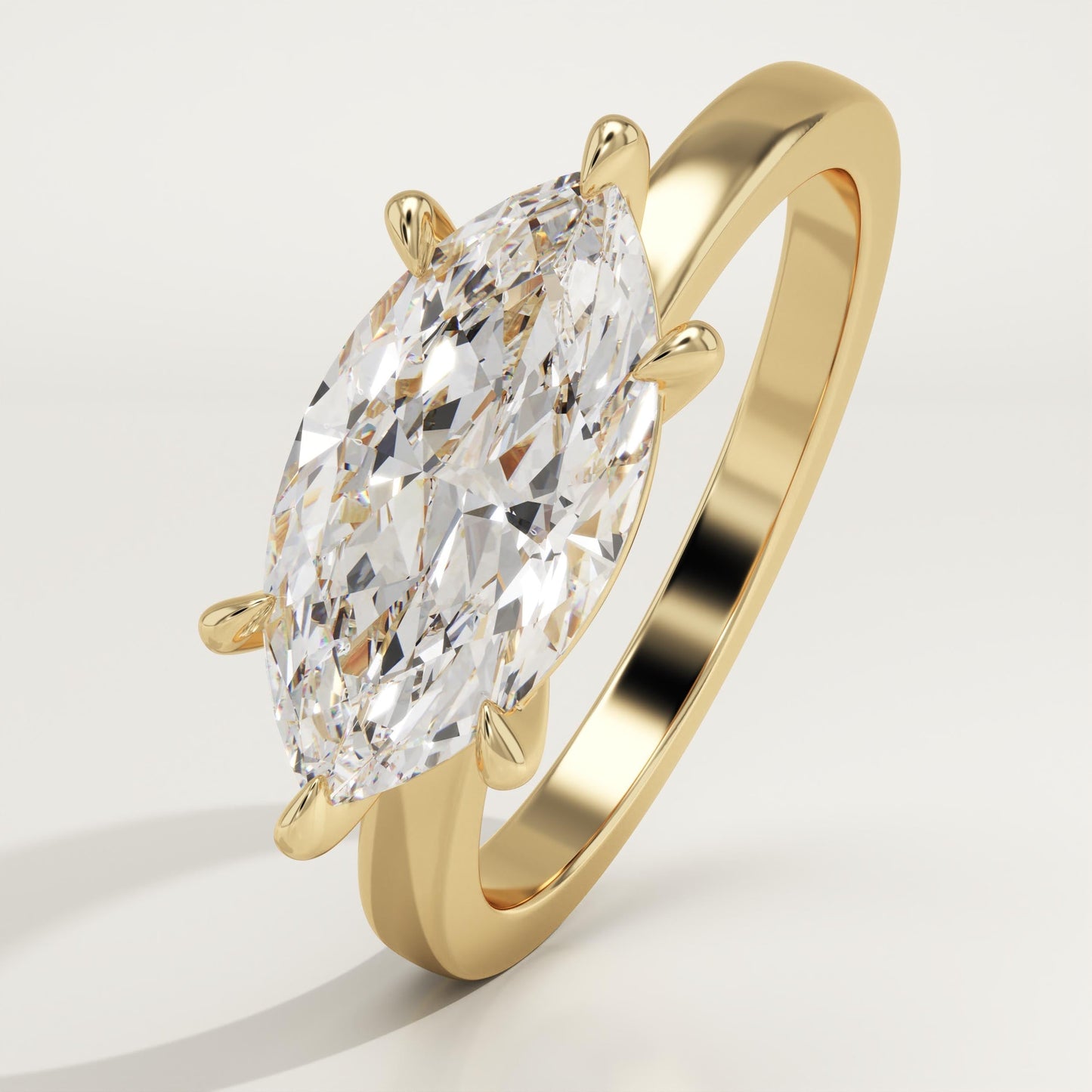 East West Marquise Cut Solitaire Lab-Grown Diamond Engagement Ring