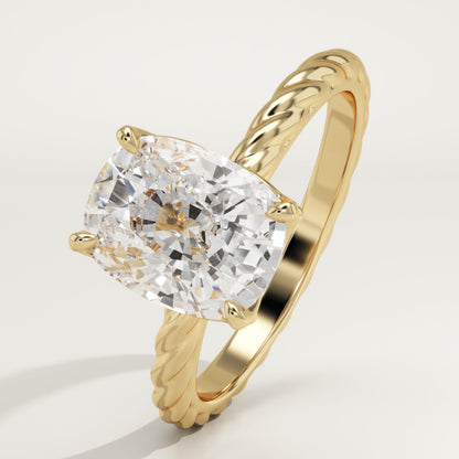 Elongated Cushion Cut Twisted Shank Lab-Grown Diamond Engagement Ring